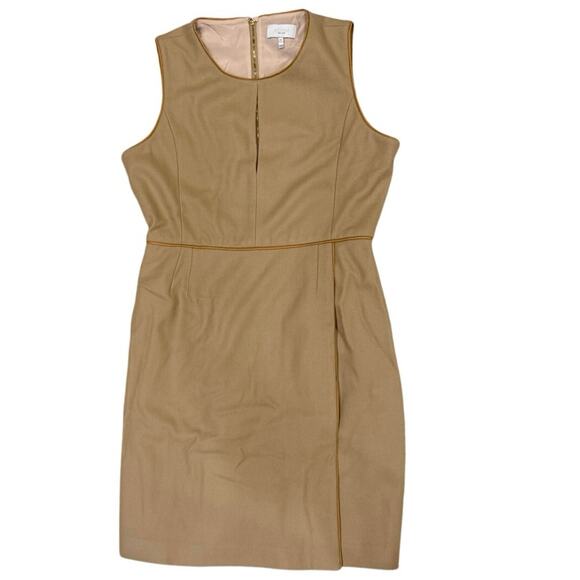 Adam Lippes Camel Sheath Dress with Leather
 Trim – Size 12 - Picture 3 of 5